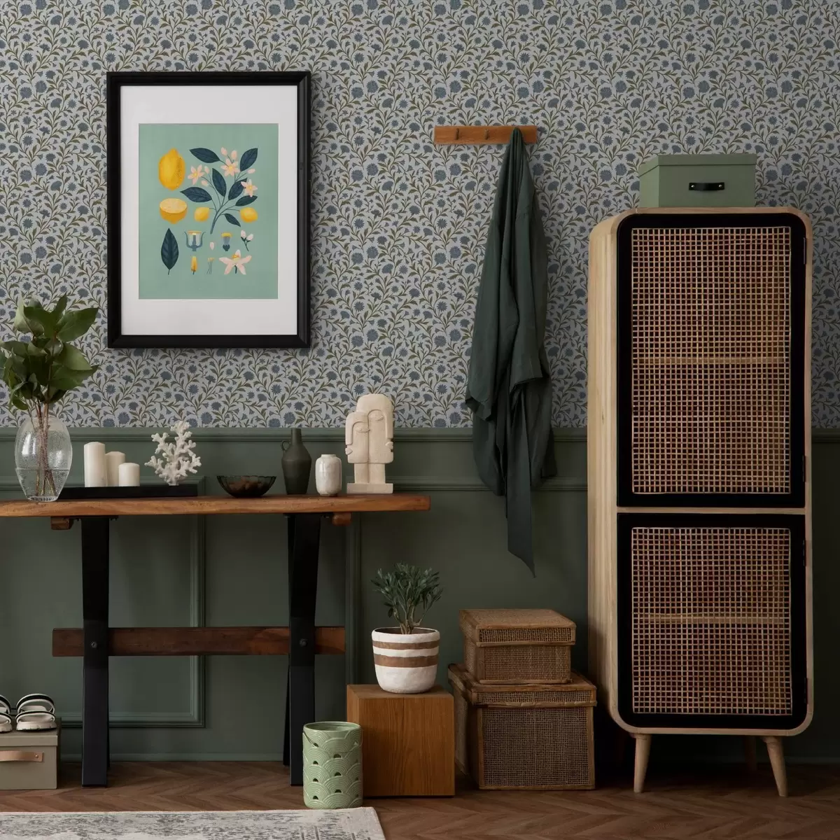 Bakgrund Blåklint och skott på vit bakgrund a00588v1