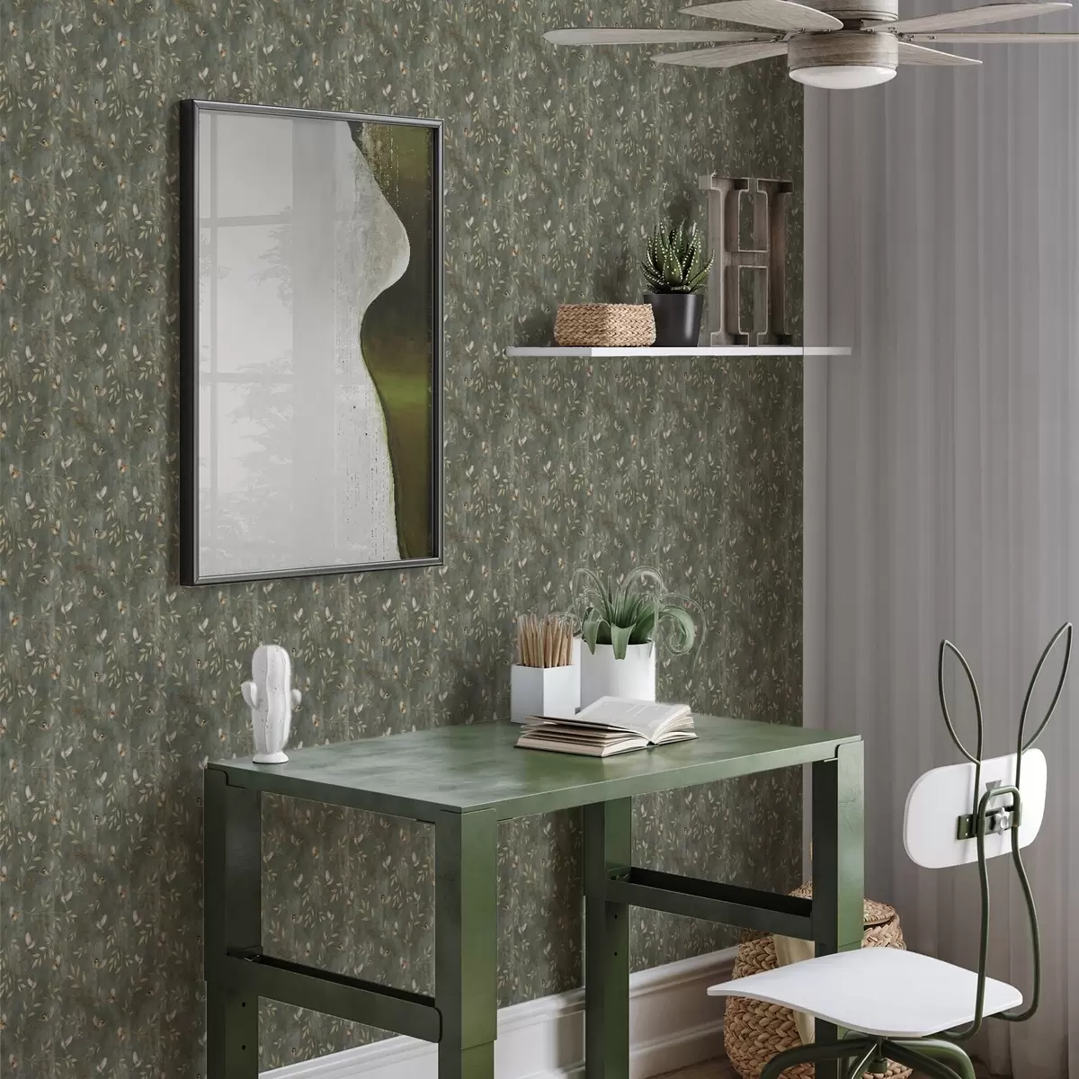 Bakgrund Fåglar i orange lövverk på en djupgrön bakgrund a00591