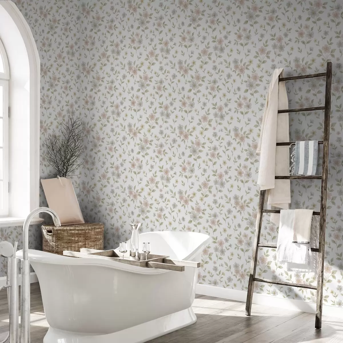 Bakgrund Små akvarellblommor i pastellfärger på vitt a00596v1