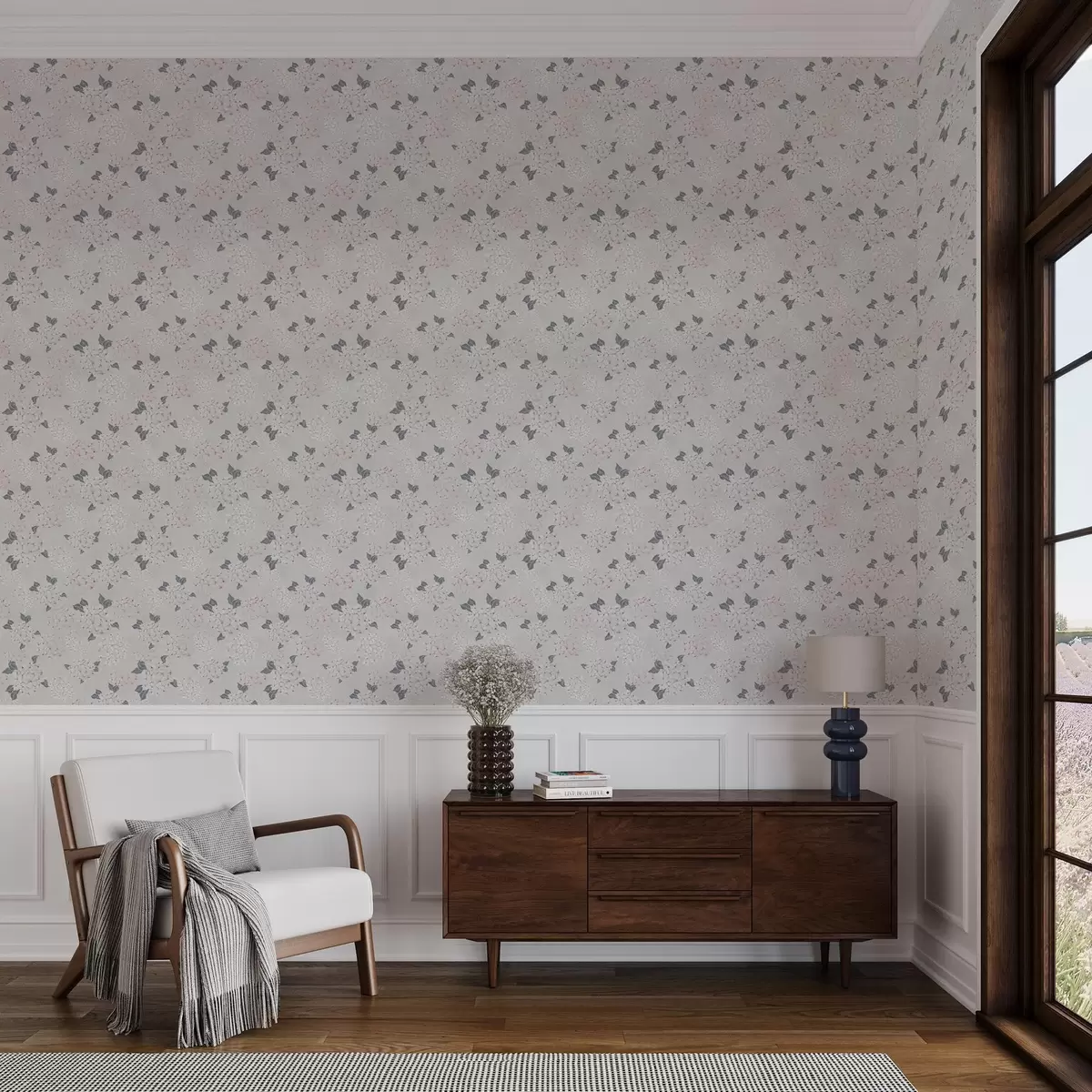 Bakgrund Luftiga blommor på ljus bakgrund, mjuka rosa-grå toner a00600