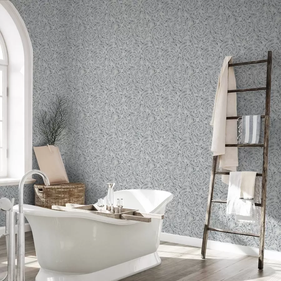 Fototapet Spiralformade blad i en blågrågrön färgskala a00602