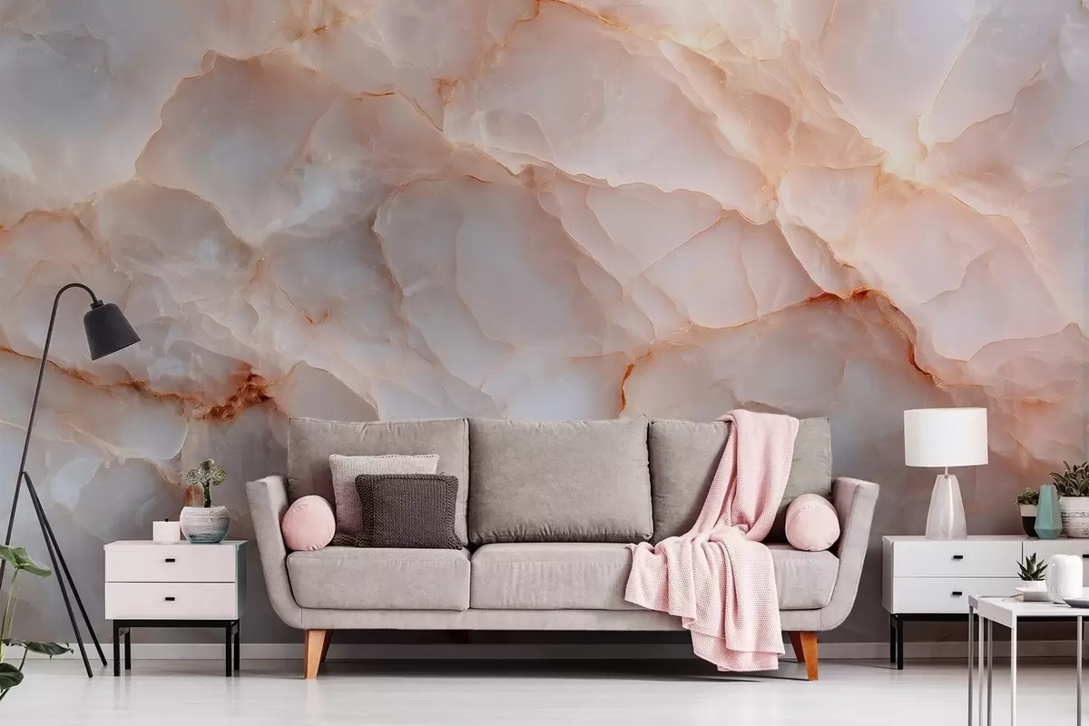 Fototapet Lyxig imitation av marmor i beige-grå toner med skimrande effekt w09412