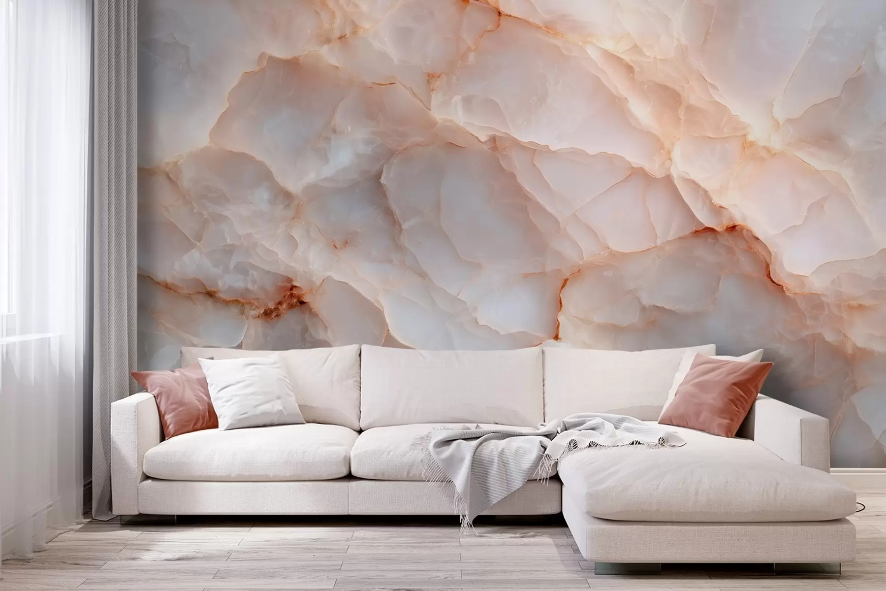 Fototapet Lyxig imitation av marmor i beige-grå toner med skimrande effekt w09412