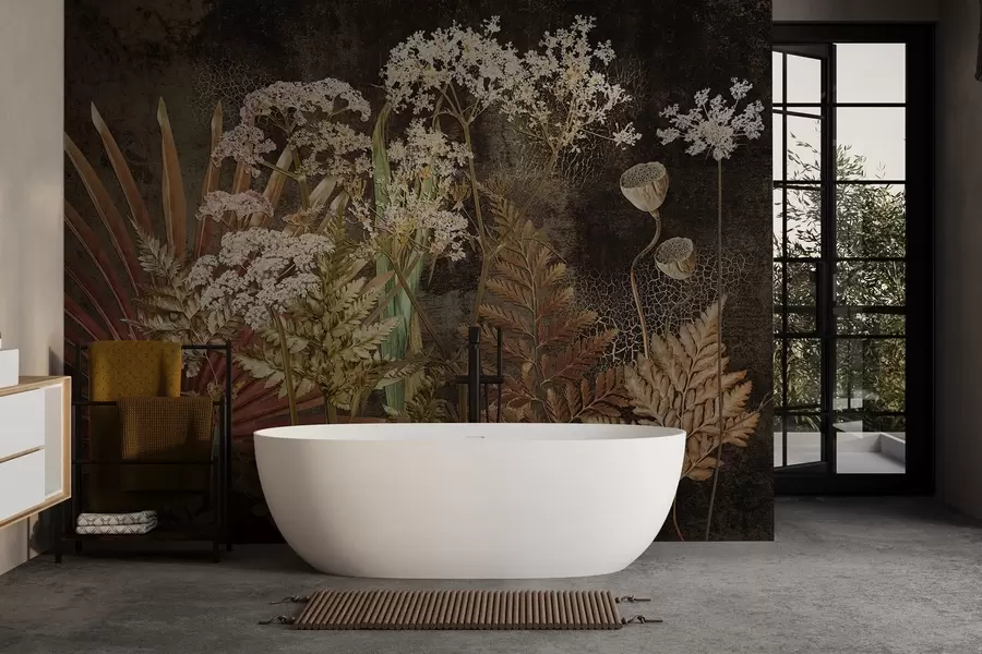 Fototapet Herbarium på mörk bakgrund w09323