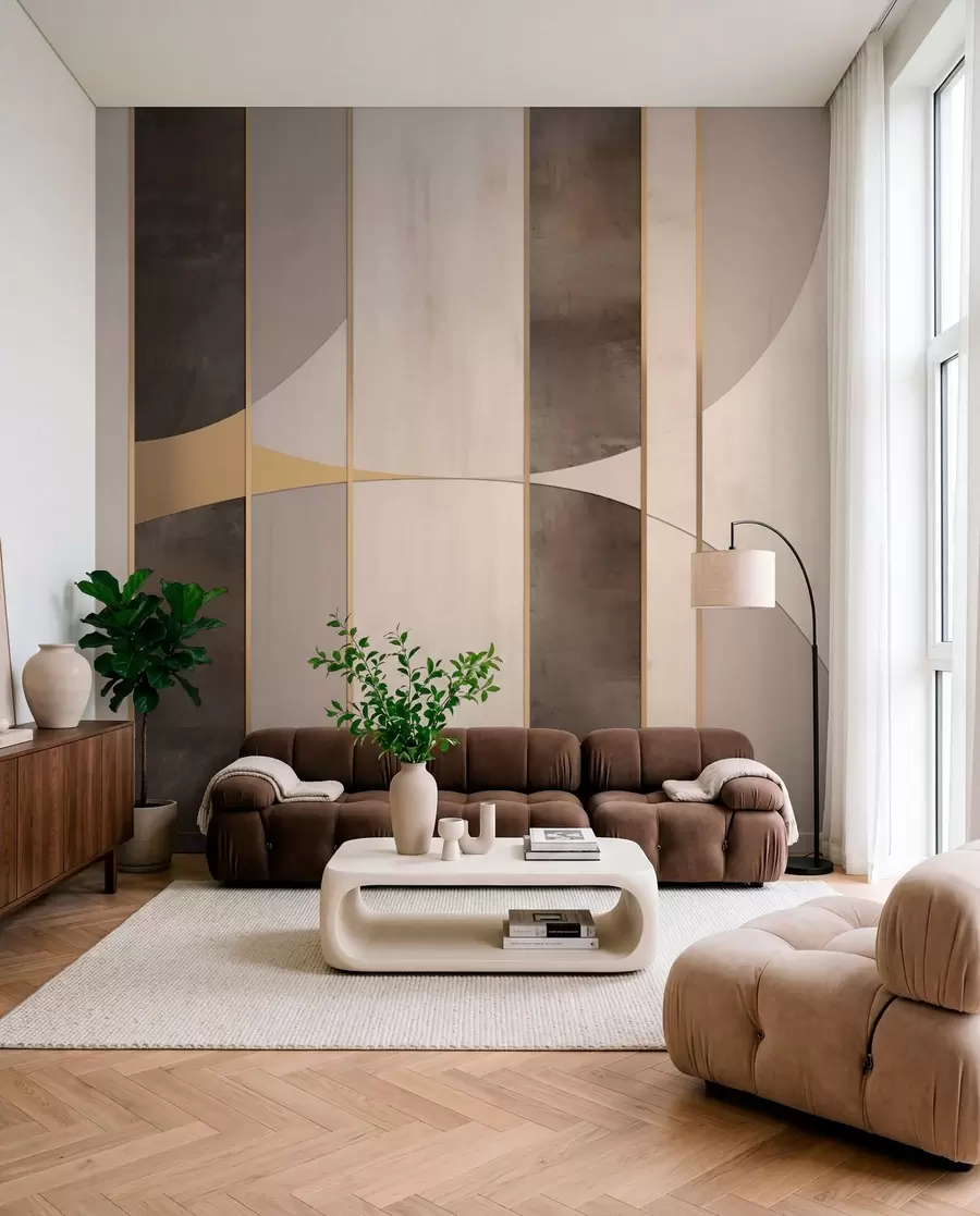 Fototapet Geometriska paneler med bågar och champagnefärgade accenter w04616
