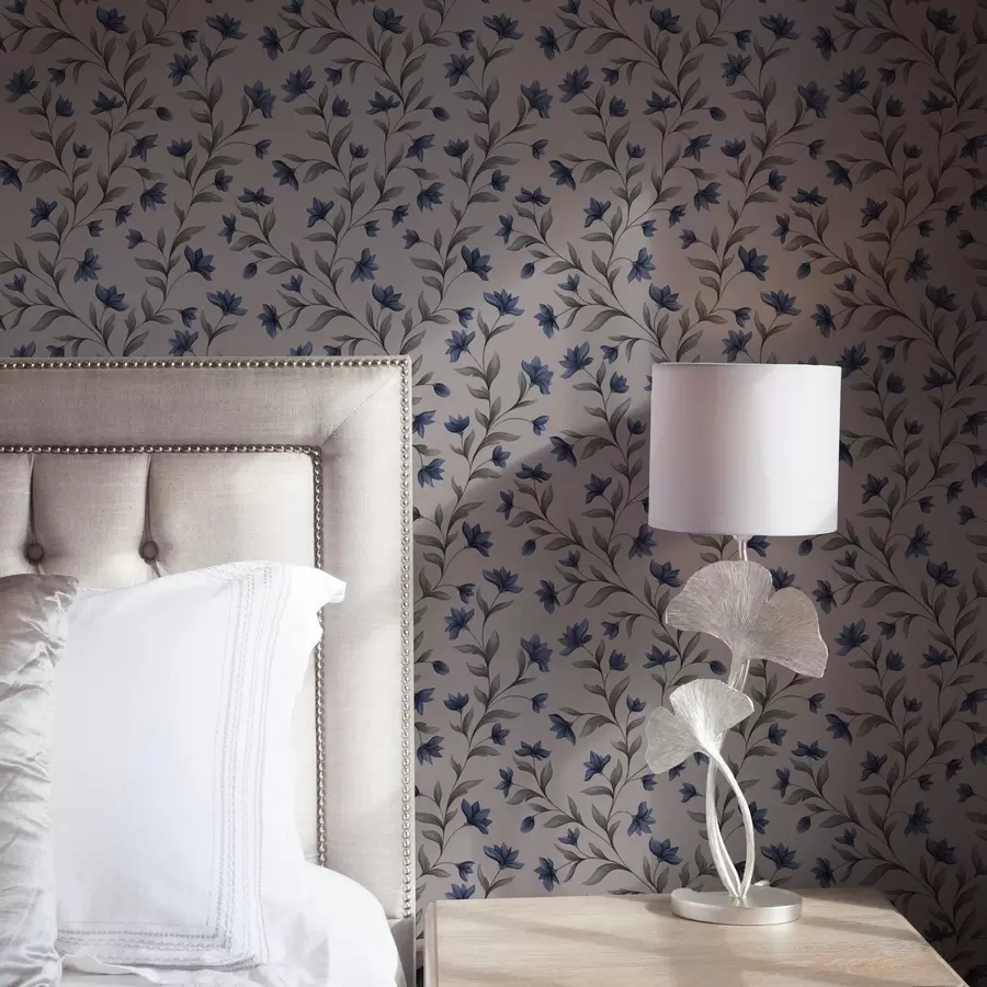 Fototapet Blåklockor på en pudersnäckrosa bakgrund a00622v2