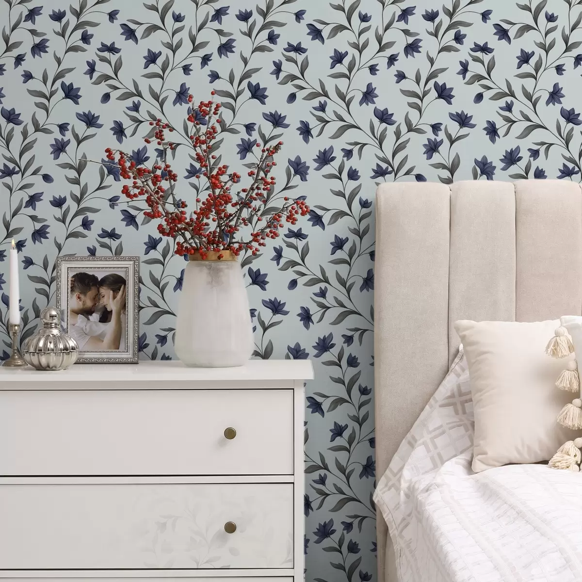 Bakgrund Blåklockor på ljusblå bakgrund a00622v3