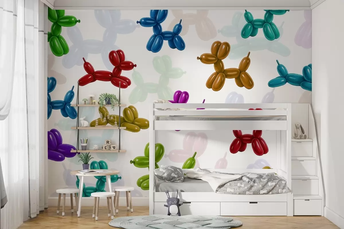 Fototapet Målade hundar gjorda av bollar w04676