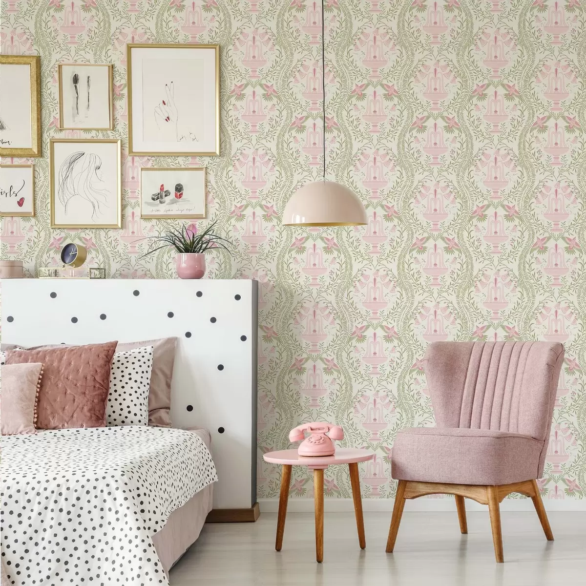 Bakgrund Fontäner, kolibrier och gröna rullar på en ljus bakgrund a00723