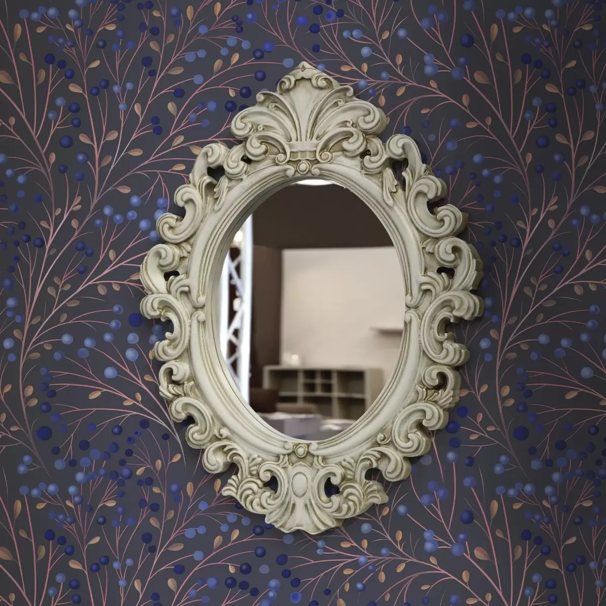 Bakgrund Rosa-bruna grenar och blå bär på en grafitbakgrund a00787