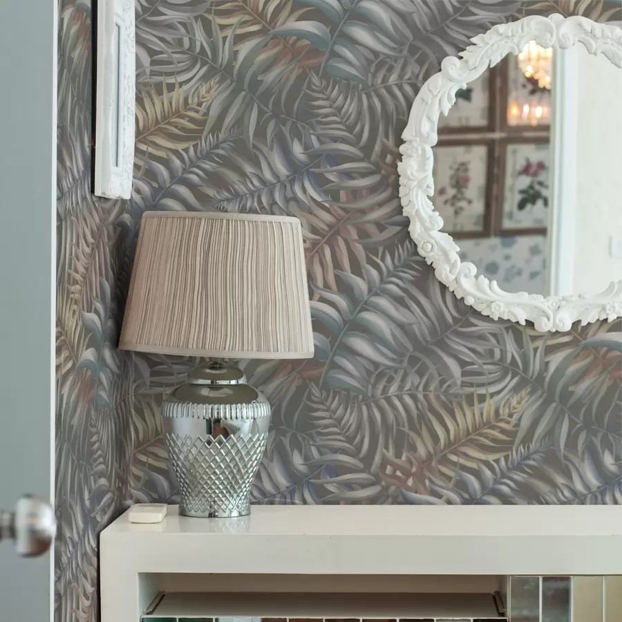 Fototapet Lager på lager av palmblad i dämpade toner a00789