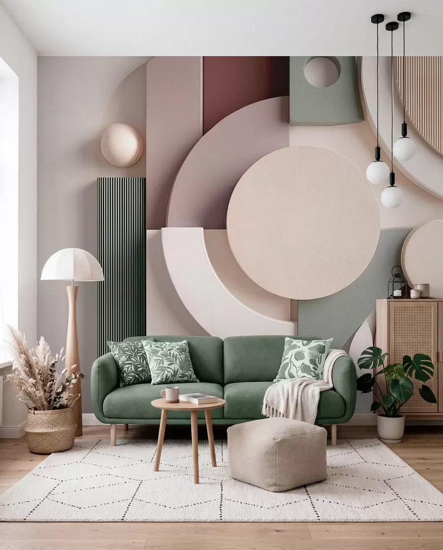 Fototapet Modern volymetrisk abstraktion i mjuka nyanser w09441