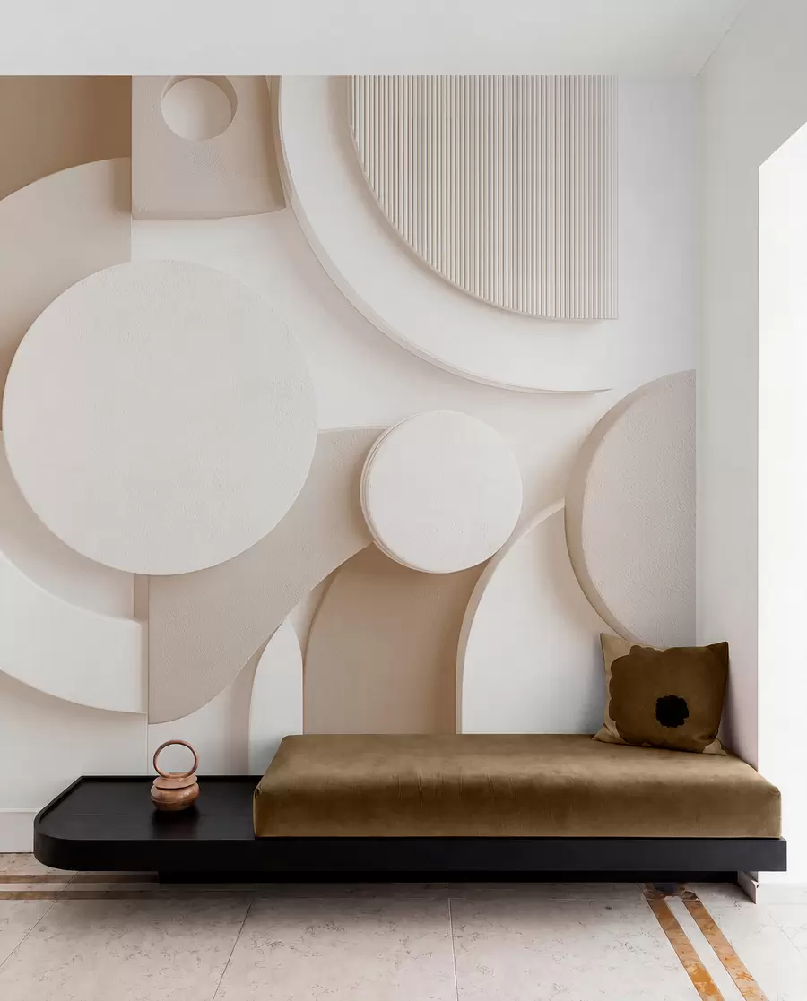 Fototapet Modern volymetrisk abstraktion i beige nyanser w09441v1
