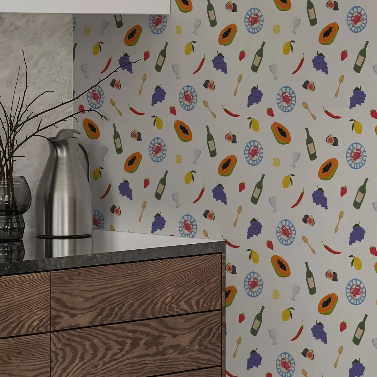 Bakgrund Arrangerade frukter, vin och kryddor på en ljus bakgrund a00639