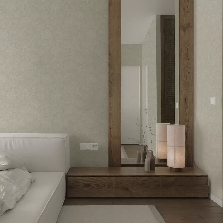 Fototapet Ljusmönster med ginkgo och pioner a00700