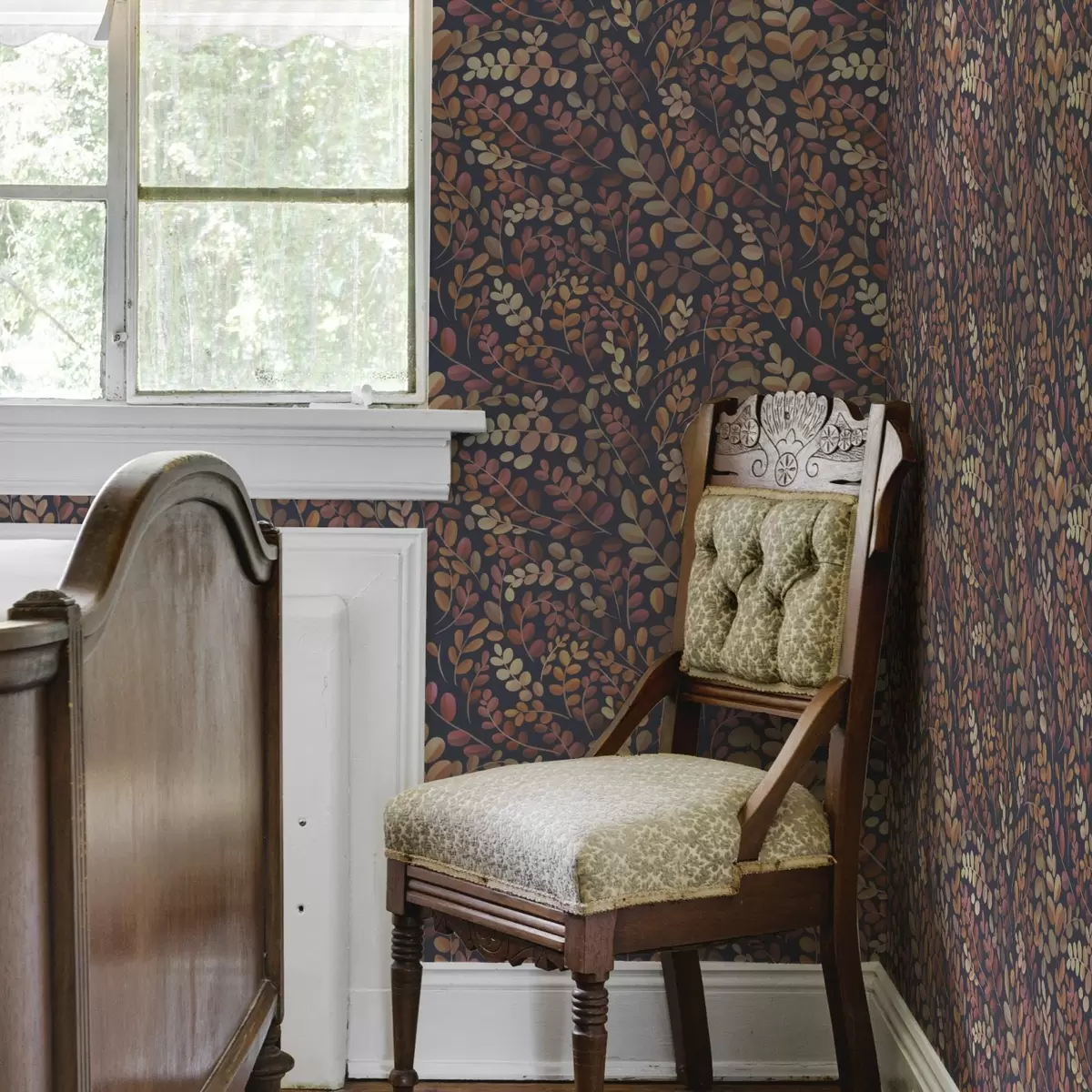 Bakgrund Höstlöv i varma orange-rosa toner a00799v2