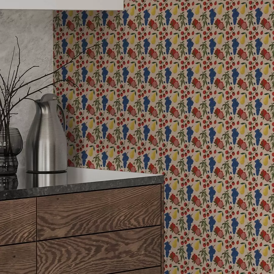 Fototapet Saftiga frukter på en varm beige bakgrund a00801v1