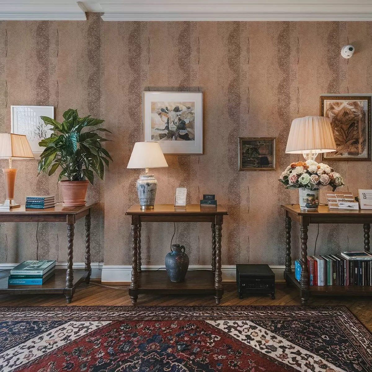 Bakgrund Vågigt geometriskt mönster i en ljus beige-brun färgskala a00804