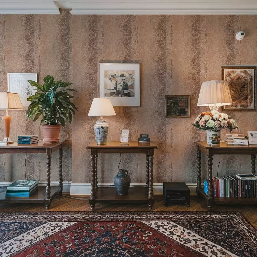 Fototapet Vågigt geometriskt mönster i en ljus beige-brun färgskala a00804