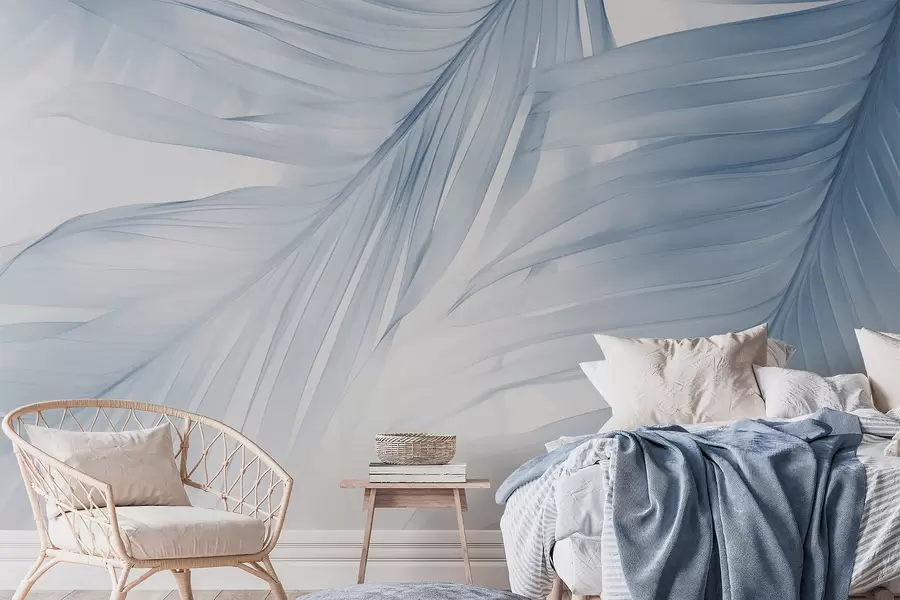 Fototapet Fernblad i blå nyanser w04727v1