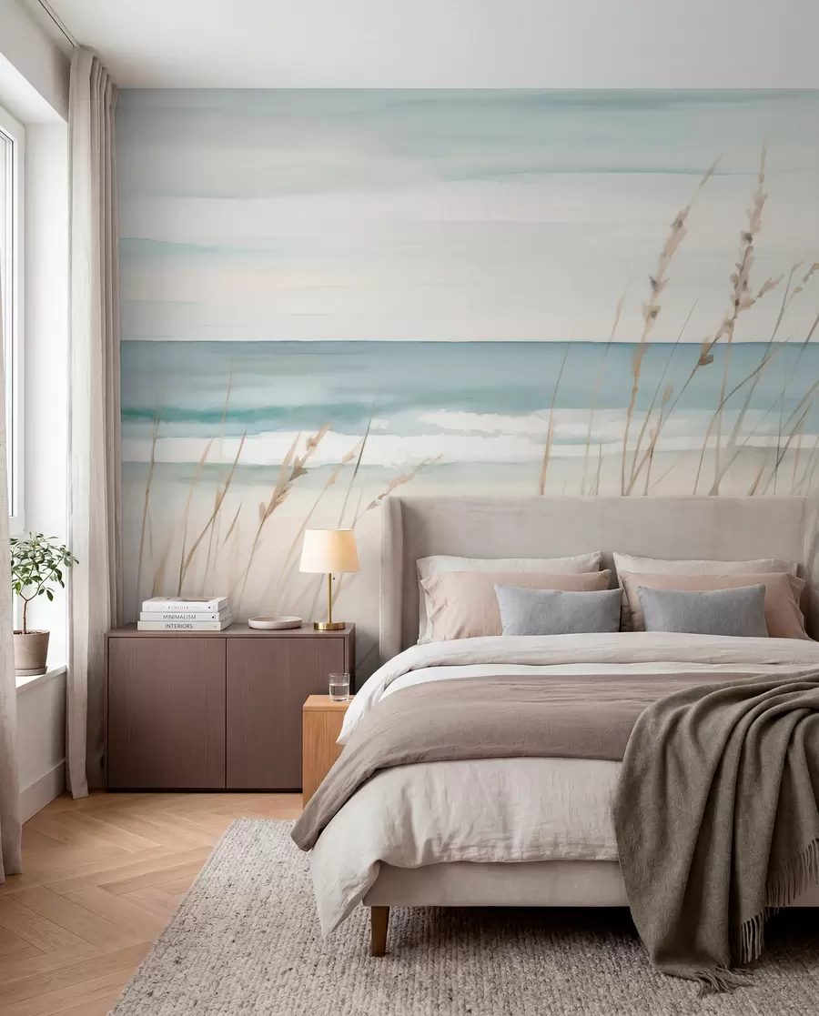 Fototapet Mjuka gräs vid havet w04737