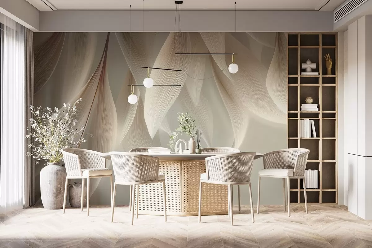 Fototapet Hängande löv med stiliserad kontur w04706