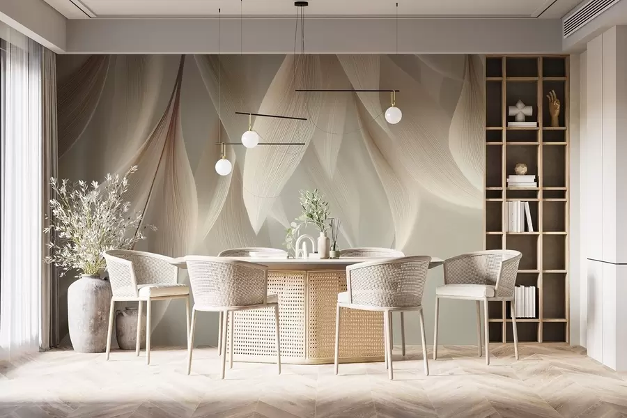 Fototapet Hängande löv med stiliserad kontur w04706