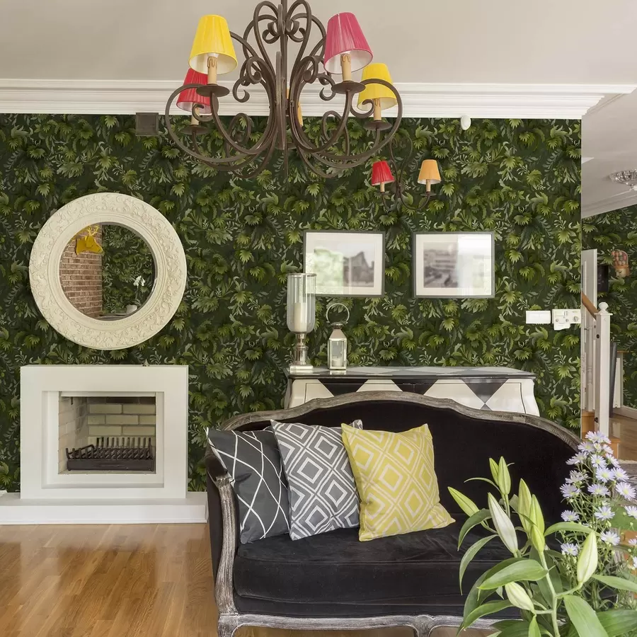 Fototapet Tätt grönt bladverk på mörkgrön bakgrund a00805