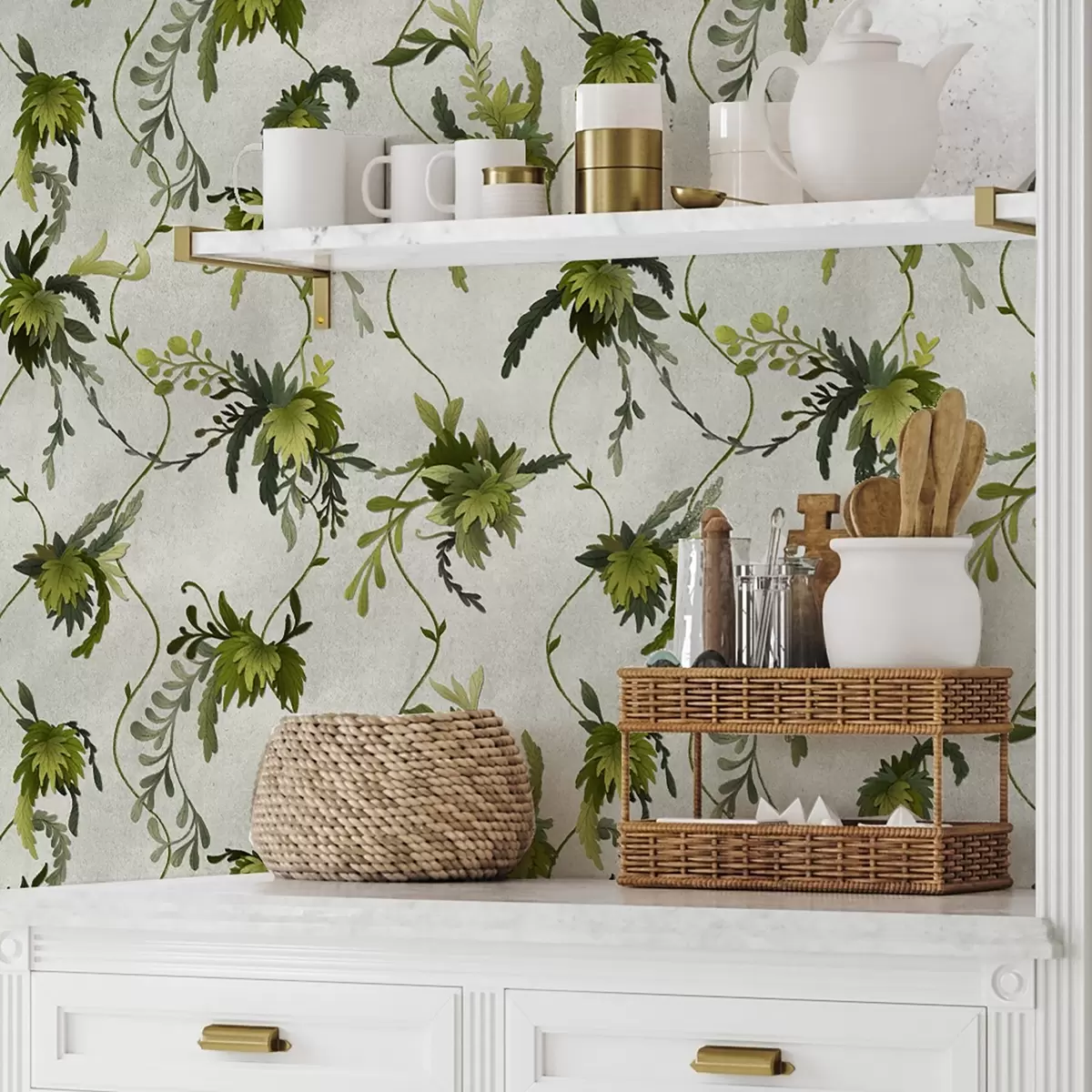 Bakgrund Klättrande grenar med löv på ljus bakgrund a00806