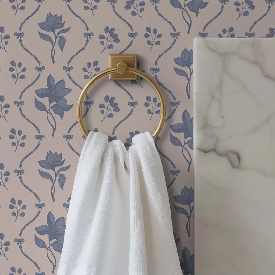 Fototapet Små blommor och band i blå och rosa nyanser a00808v3