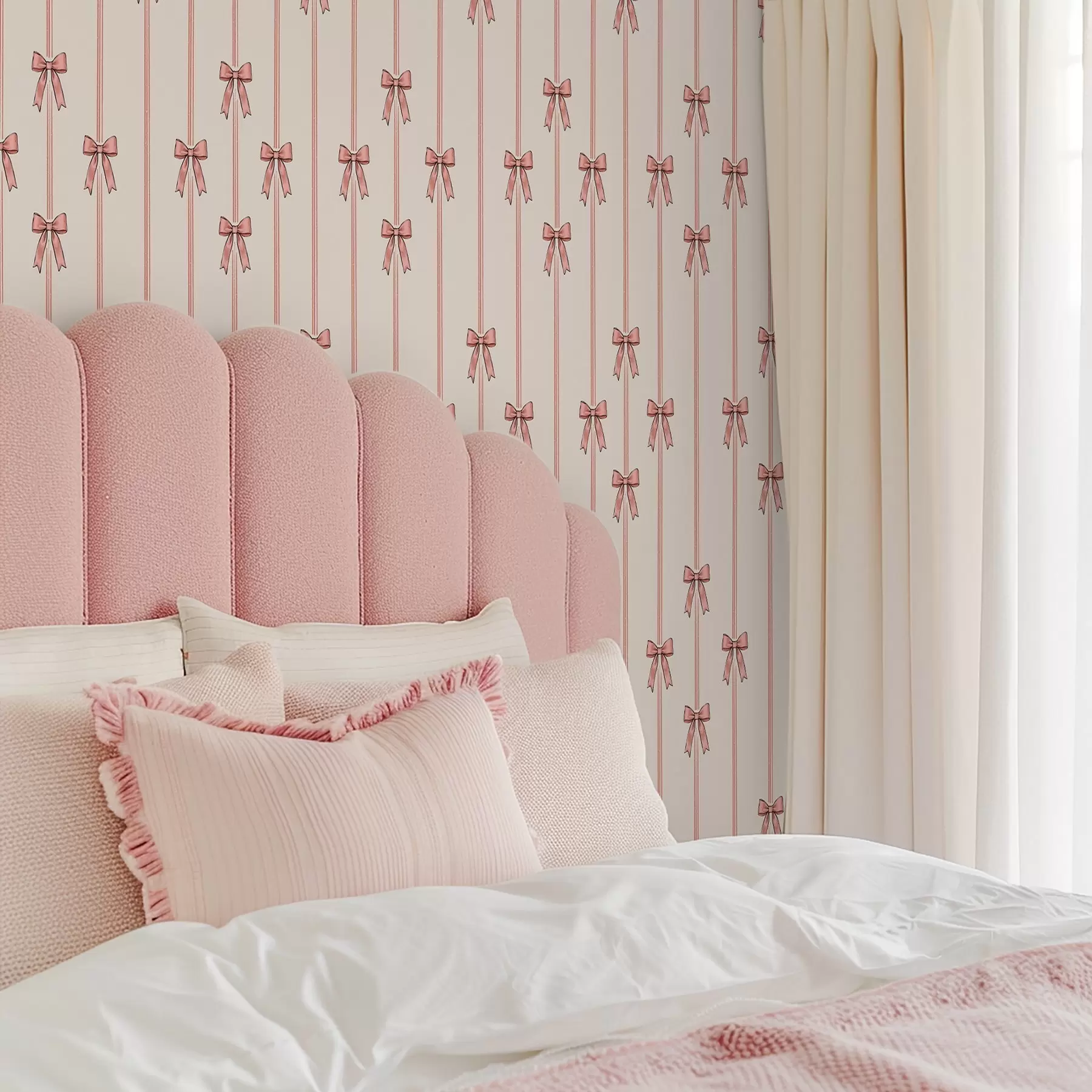 Fototapet Vertikala band med rosetter, elfenbensfärgad bakgrund a00653