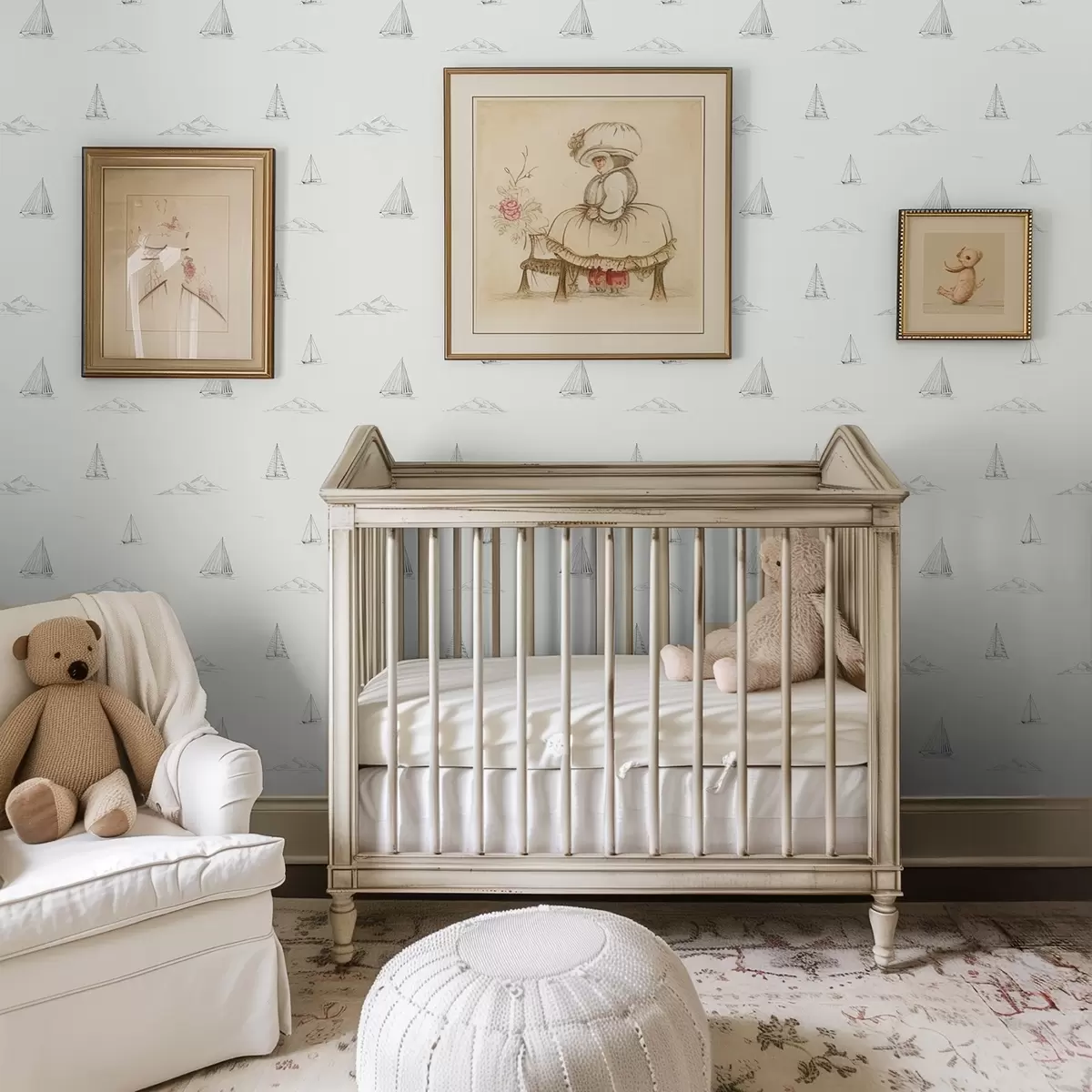 Bakgrund Skissa på båtar och öar, ljus bakgrund a00654v2