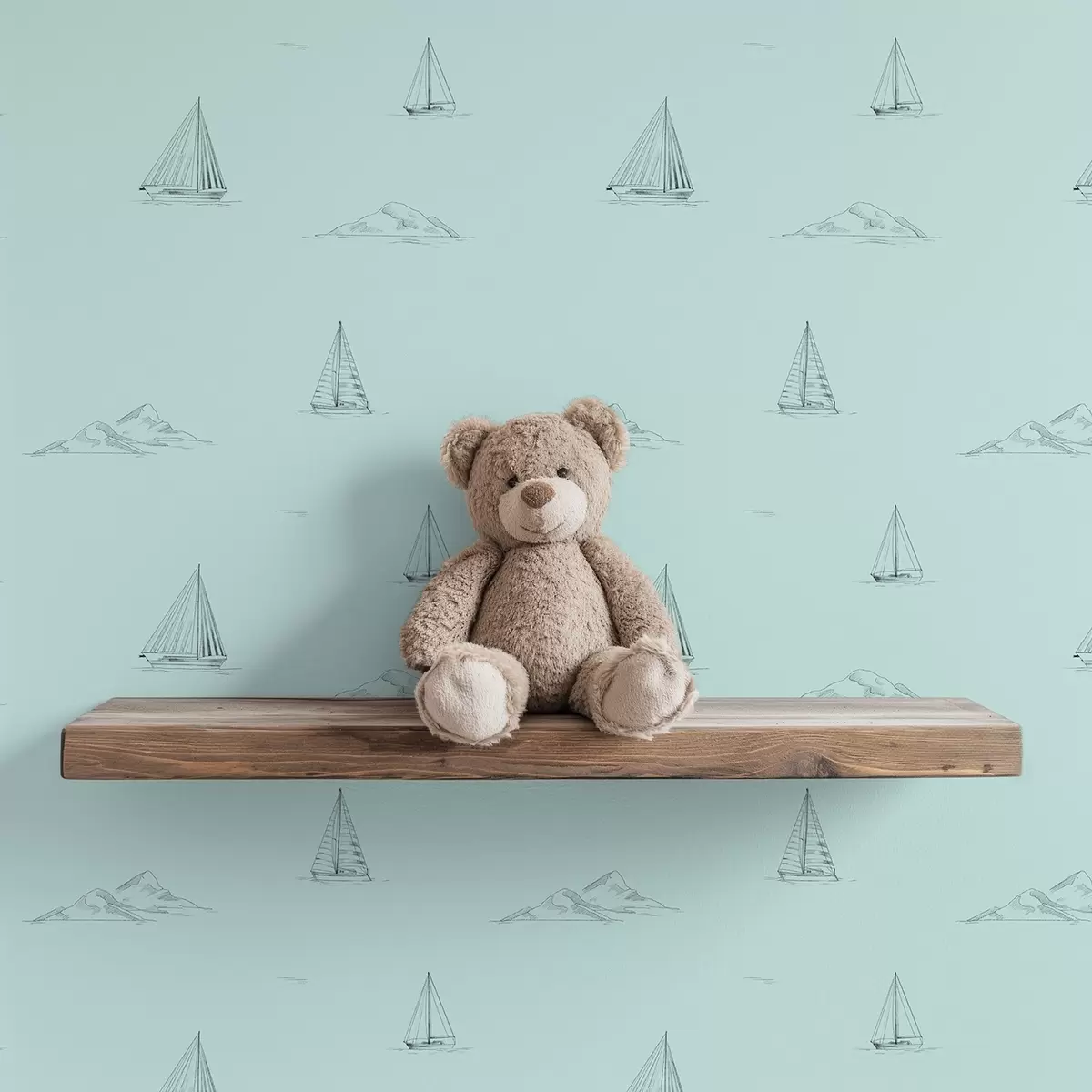 Bakgrund Skissa på yachter och öar, mintgrön bakgrund a00654v4