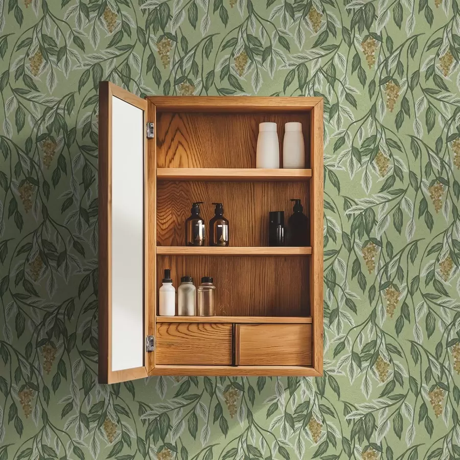 Fototapet Grenar med bärklasar på grön bakgrund a00734