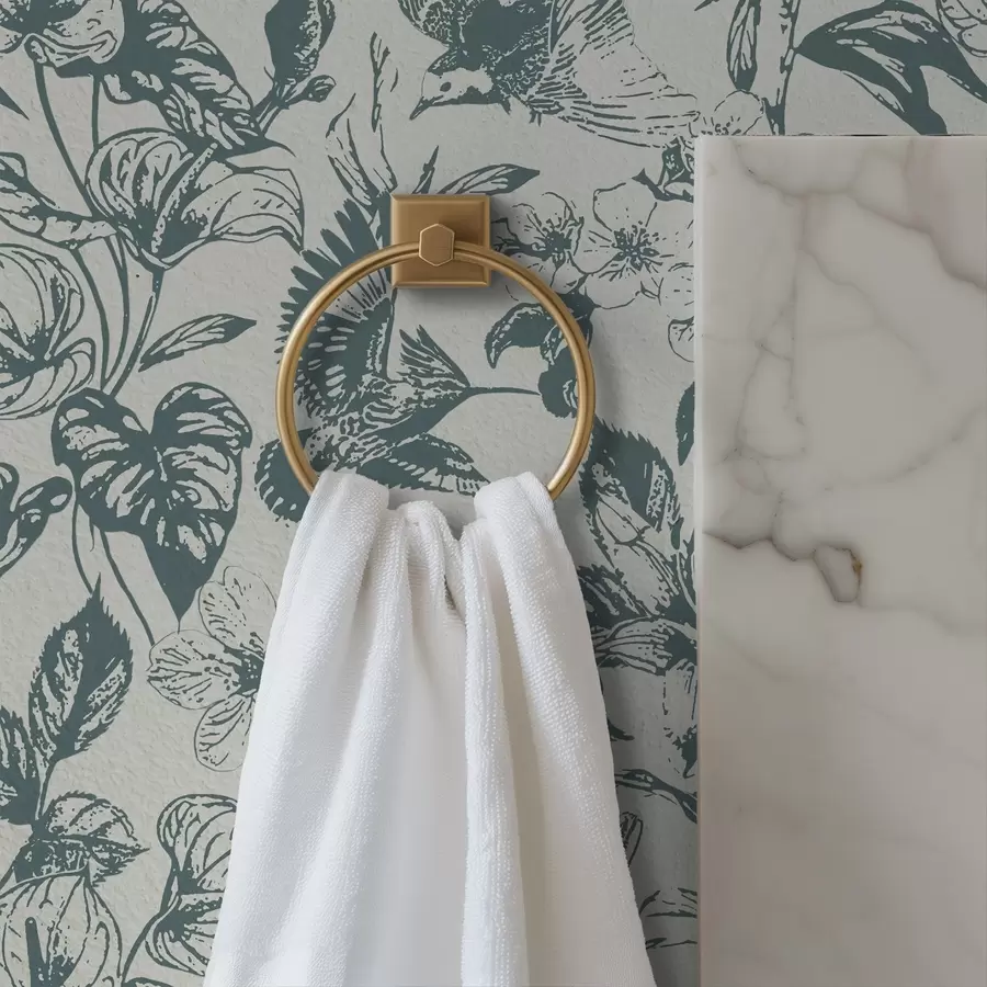 Fototapet Monokromt blommönster med fåglar a00737