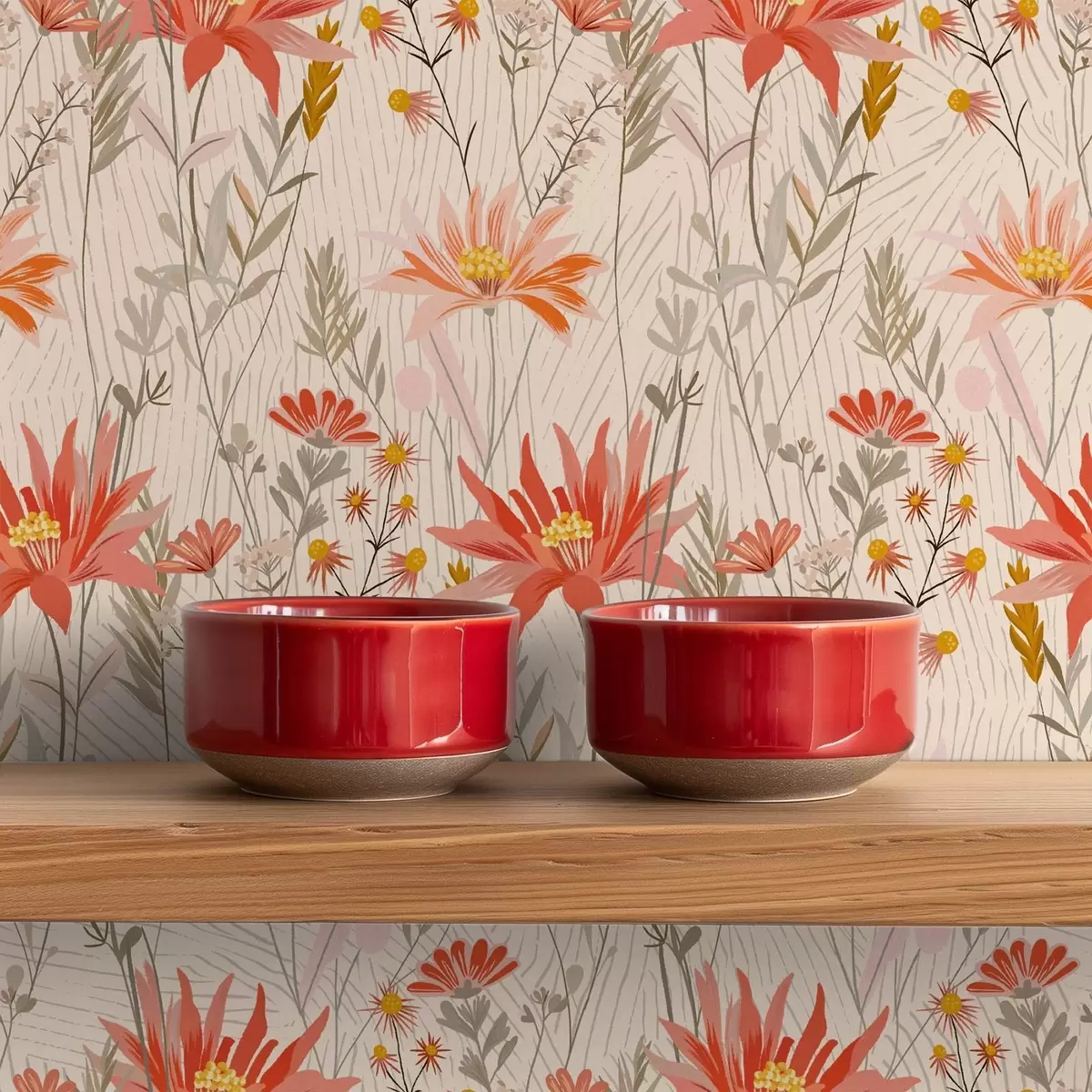 Bakgrund Vildblommor i varma toner på beige bakgrund a00751