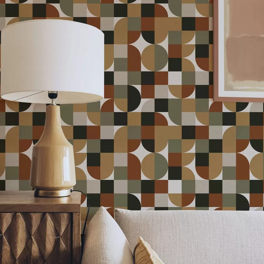 Fototapet Modulär geometri i varma jordnära toner a00770