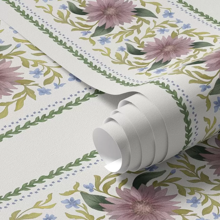 Fototapet Vertikala blommiga ränder i lila-blå toner a00809