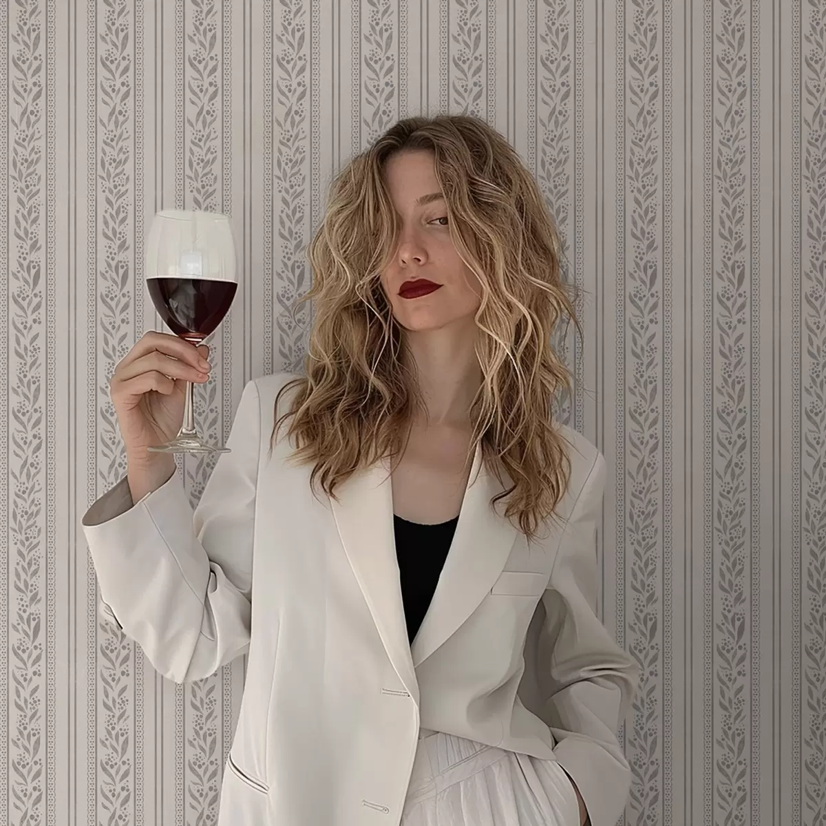 Bakgrund Ränder med spets och gråbeige kvistar a00814