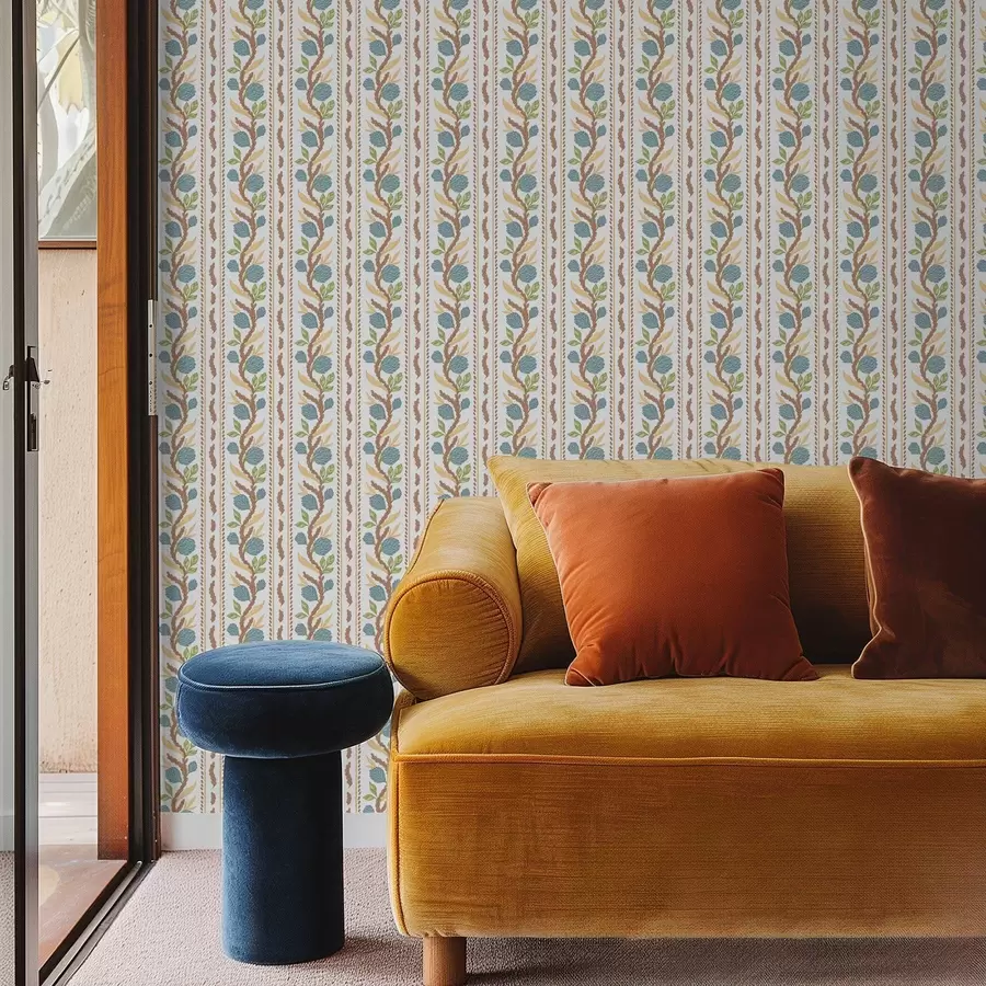 Fototapet Vertikala bukettränder med blå blommor a00816v2