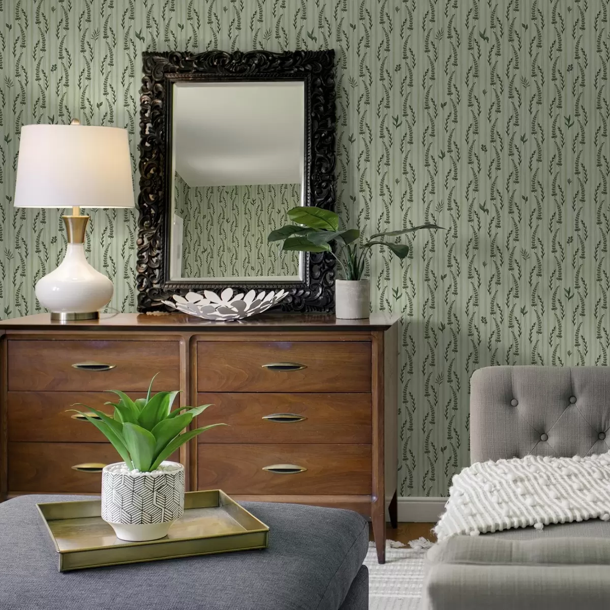 Bakgrund Täta gröna gräs och skott på mynta med ränder a00819