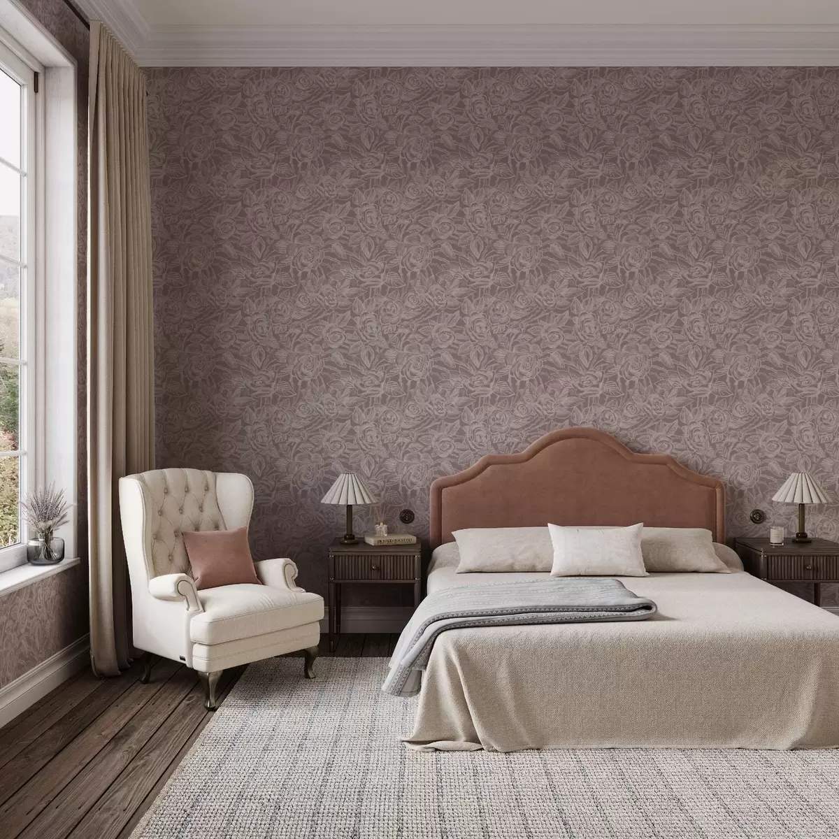 Bakgrund Graverade rosor på djup gråbrun a00841