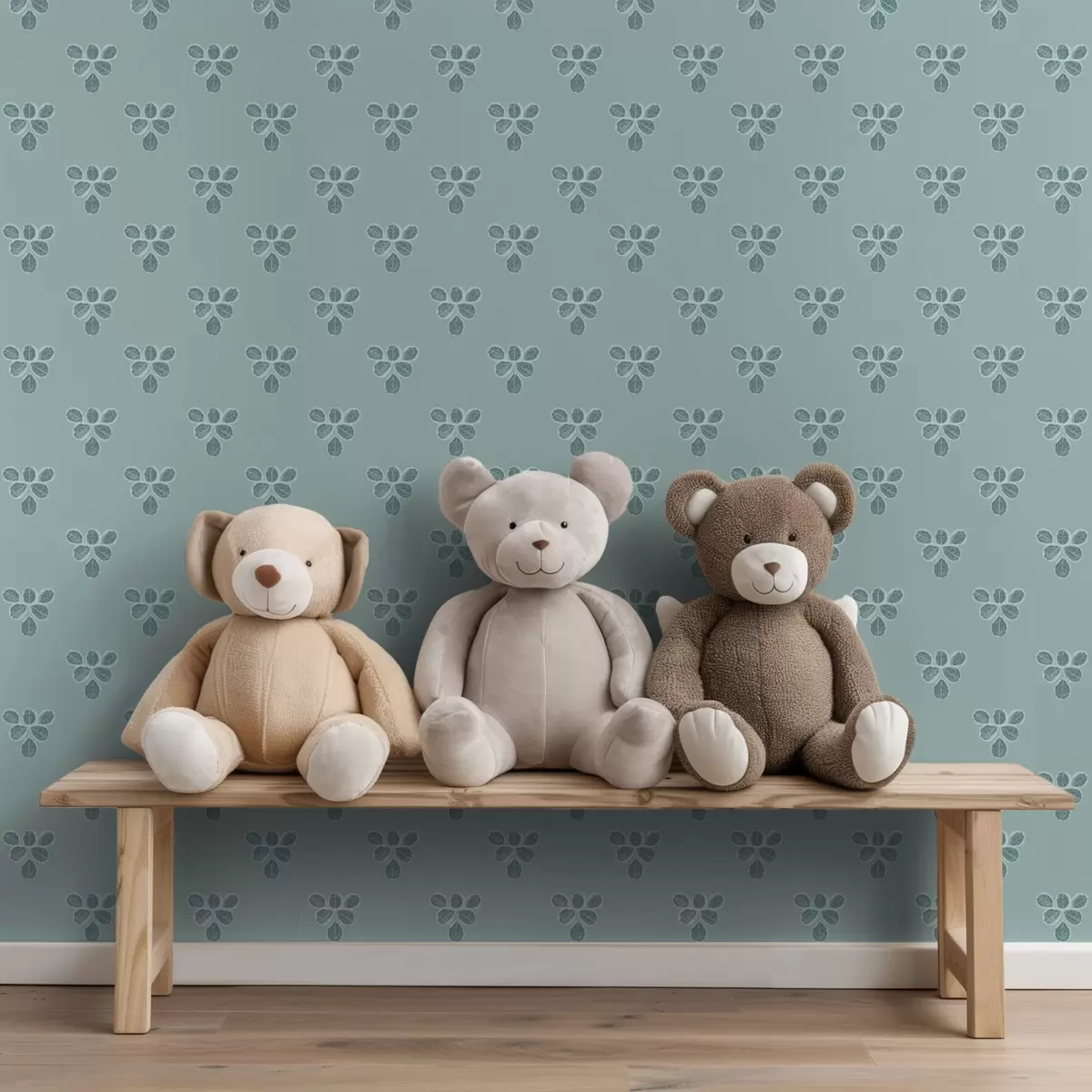 Bakgrund Liten upprepning: tre blad på svalblått a00848v1