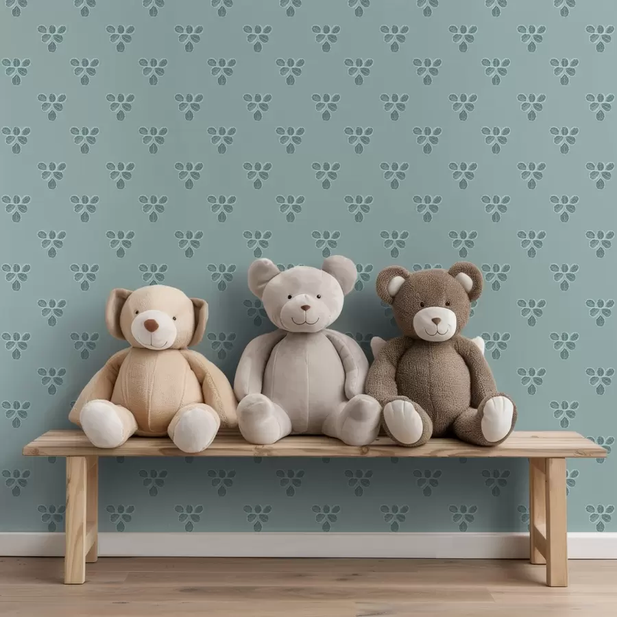 Fototapet Liten upprepning: tre blad på svalblått a00848v1