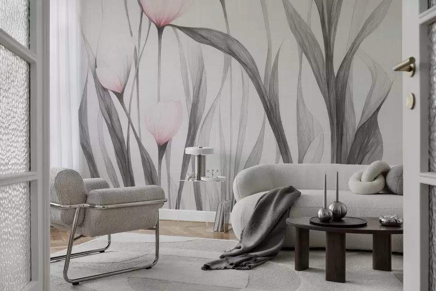 Fototapet Ömtåliga genomskinliga tulpaner w04831v1