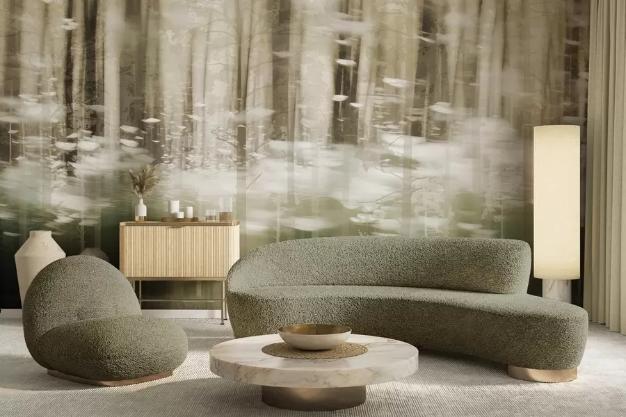 Fototapet Stiliserade trädstammar i pastellfärger w04844