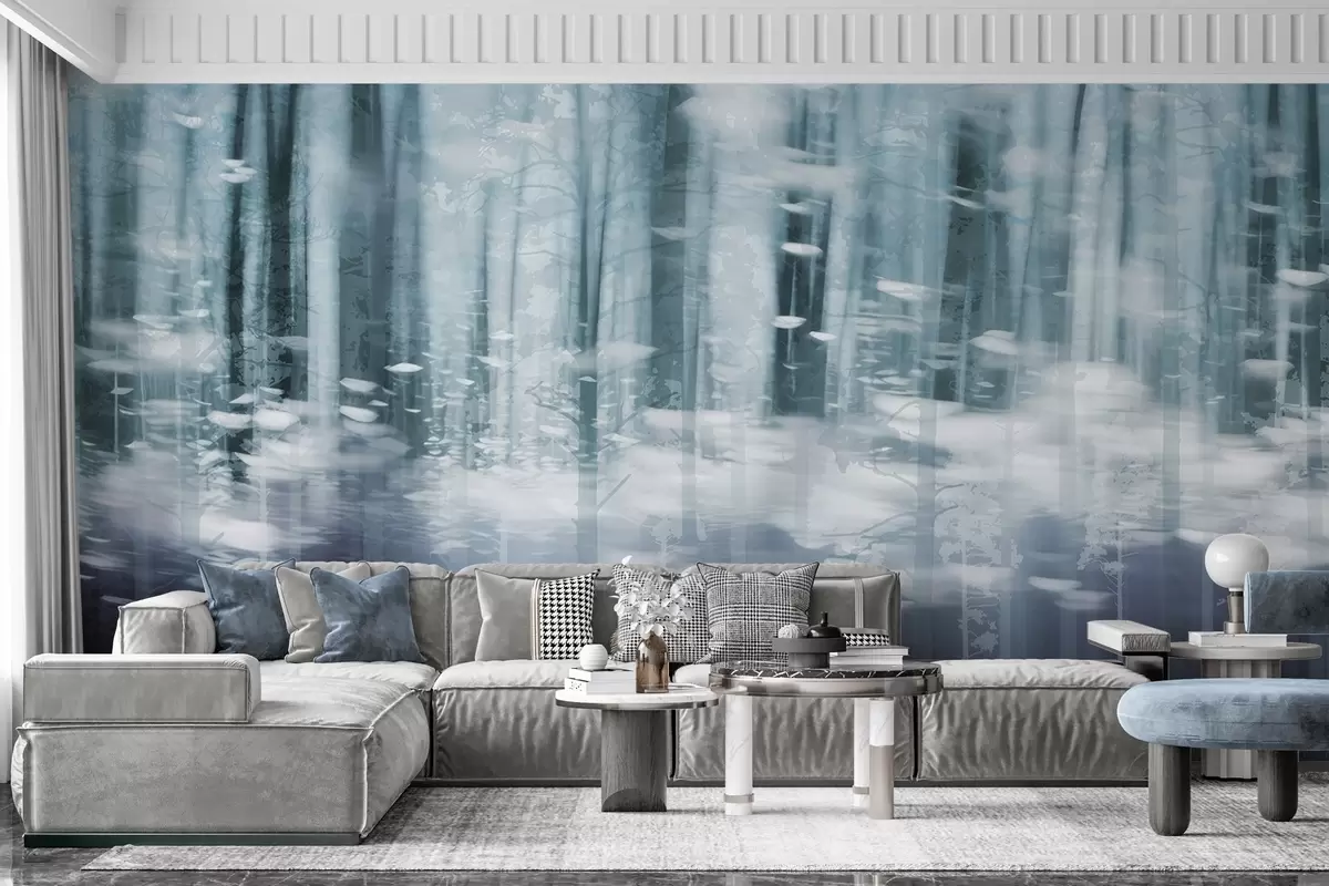 Fototapet Stiliserade trädstammar i pastellfärger w04844v1