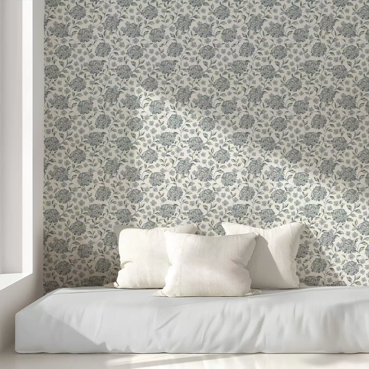 Bakgrund Borstiga blommor och blad i en gråblå färgskala a00778