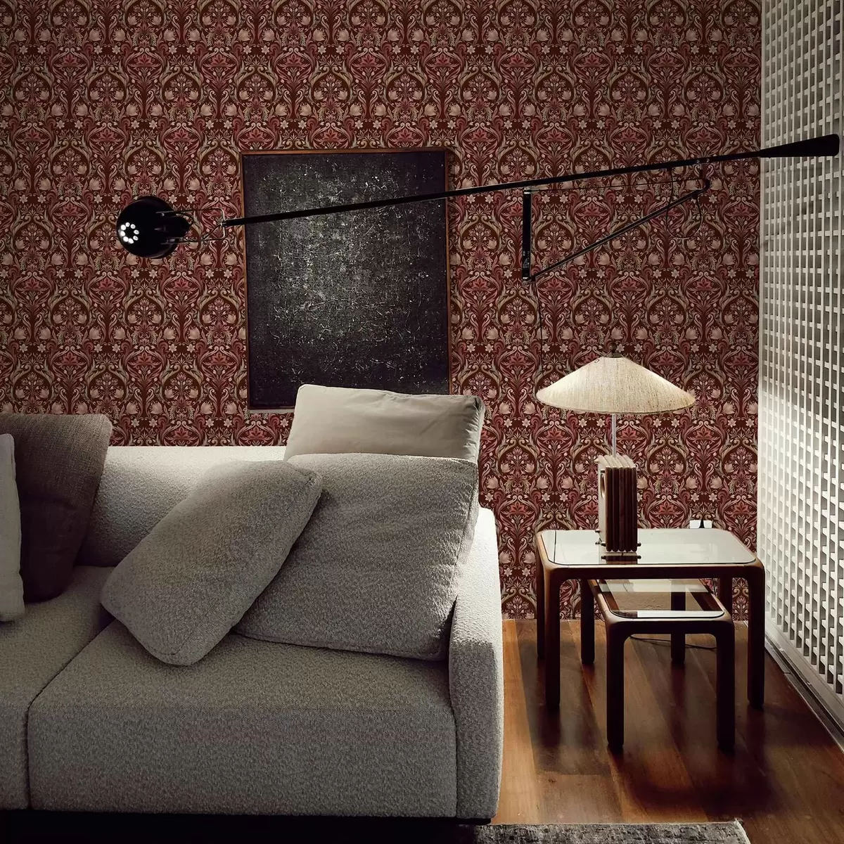 Bakgrund Tulpanornament, rik burgundy bakgrund a00827v2