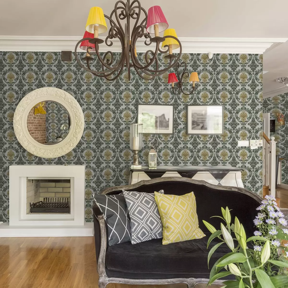 Bakgrund Damast med gröna snirklar på ljus bakgrund a00828v1